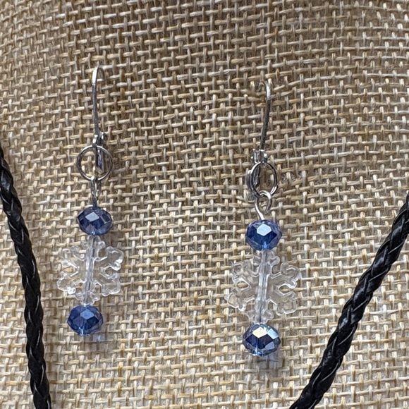 Silver Tone and Blue Moon Pendant Necklace and Earring Set​ - Picture 2 of 3